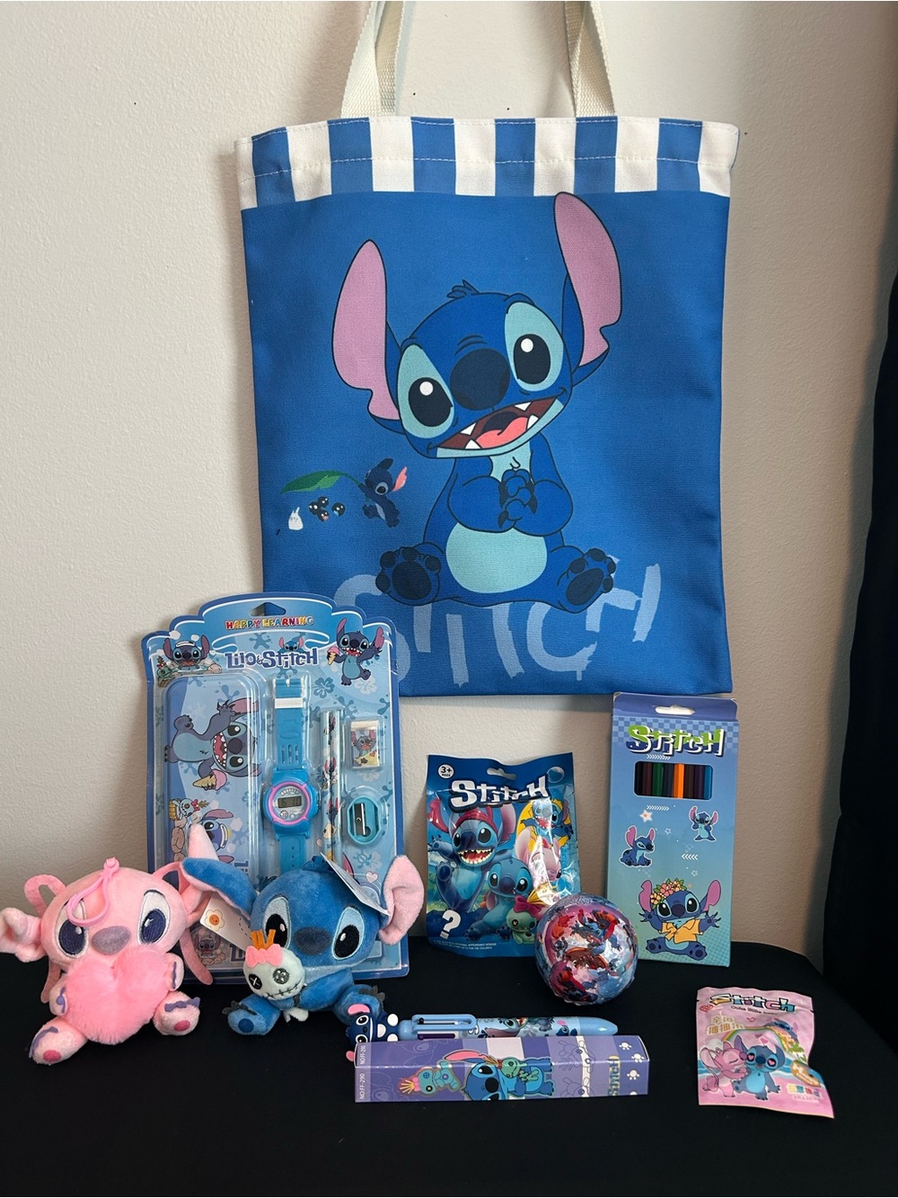 Blue Stitch Kids Tote Bag and Accessory Set